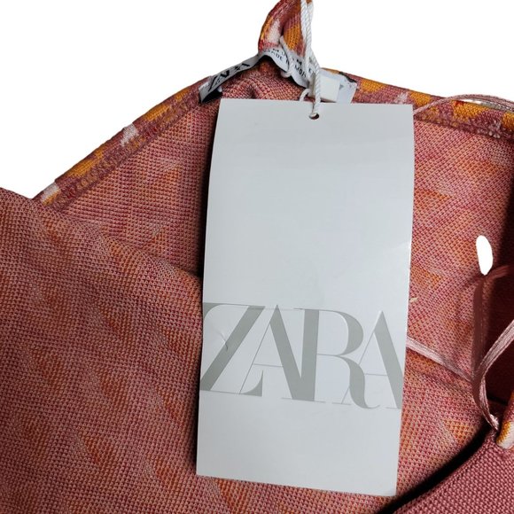 ZARA NWT asymmetrical colorful retro spaghetti bandana tank top orange size med - Picture 7 of 9